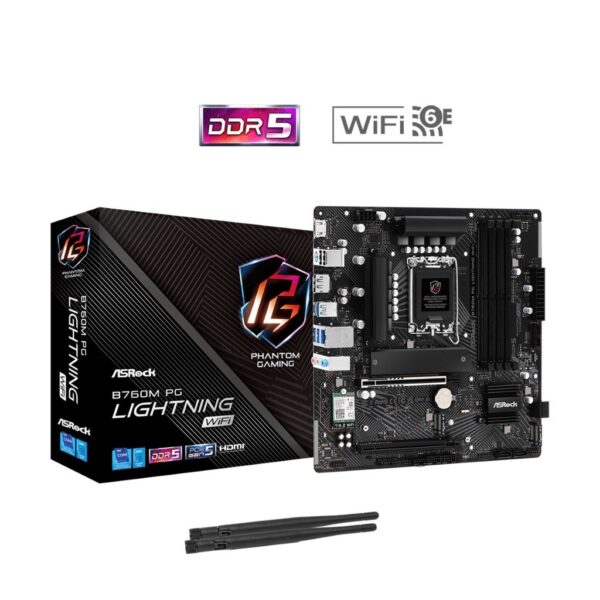 PLACA ASROCK B760M PG LIGHTNING WIFI, LGA 1200, DDR5 7200MHZ (OC), M.2(PCIE GEN4X4), PCIE 5.0 . - Imagen 2