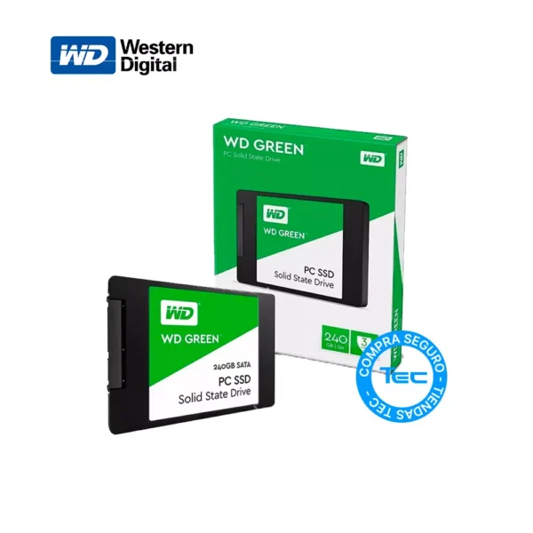 Unidad de estado solido Western Digital Green, WDS240G3G0A, 240GB, SATA 6Gb/s, 2.5", 7mm.