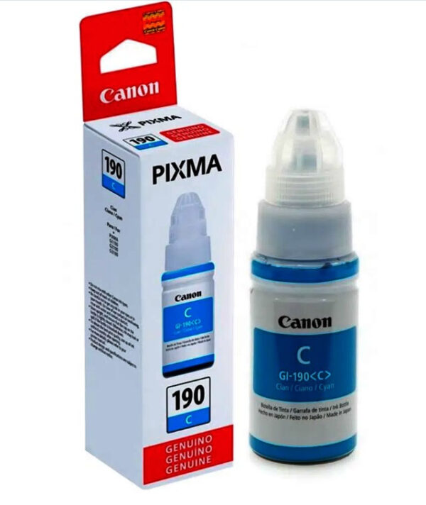 Botella de tinta CANON GI190 Color Cian, 70ml.