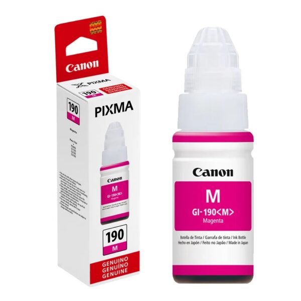 Botella de tinta CANON GI190 Color Magenta, 70ml.