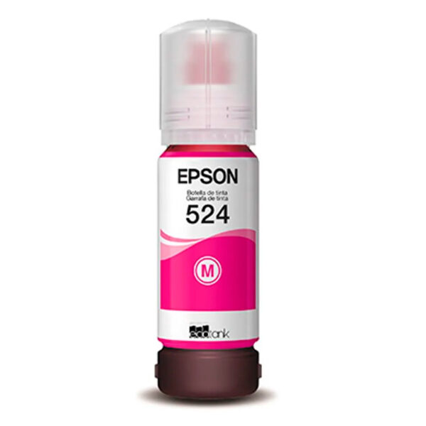 Botella de tinta EPSON T524, color magenta, contenido 70ml.