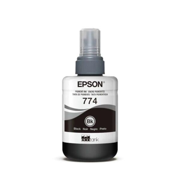Botella de tinta EPSON T774, color negro, contenido 140ml.