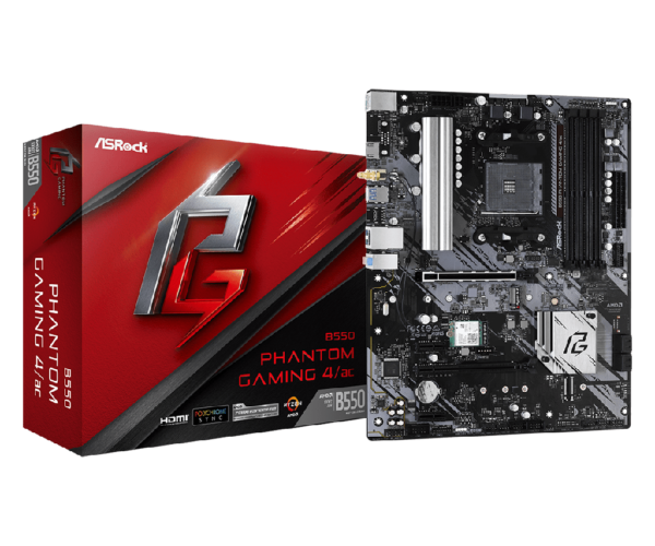 PLACA ASROCK B550 PHANTOM GAMING 4/AC, AMD AM4, DDR4 4733+ (OC), M.2(PCIE GEN4 X4), PCIE 4.0.